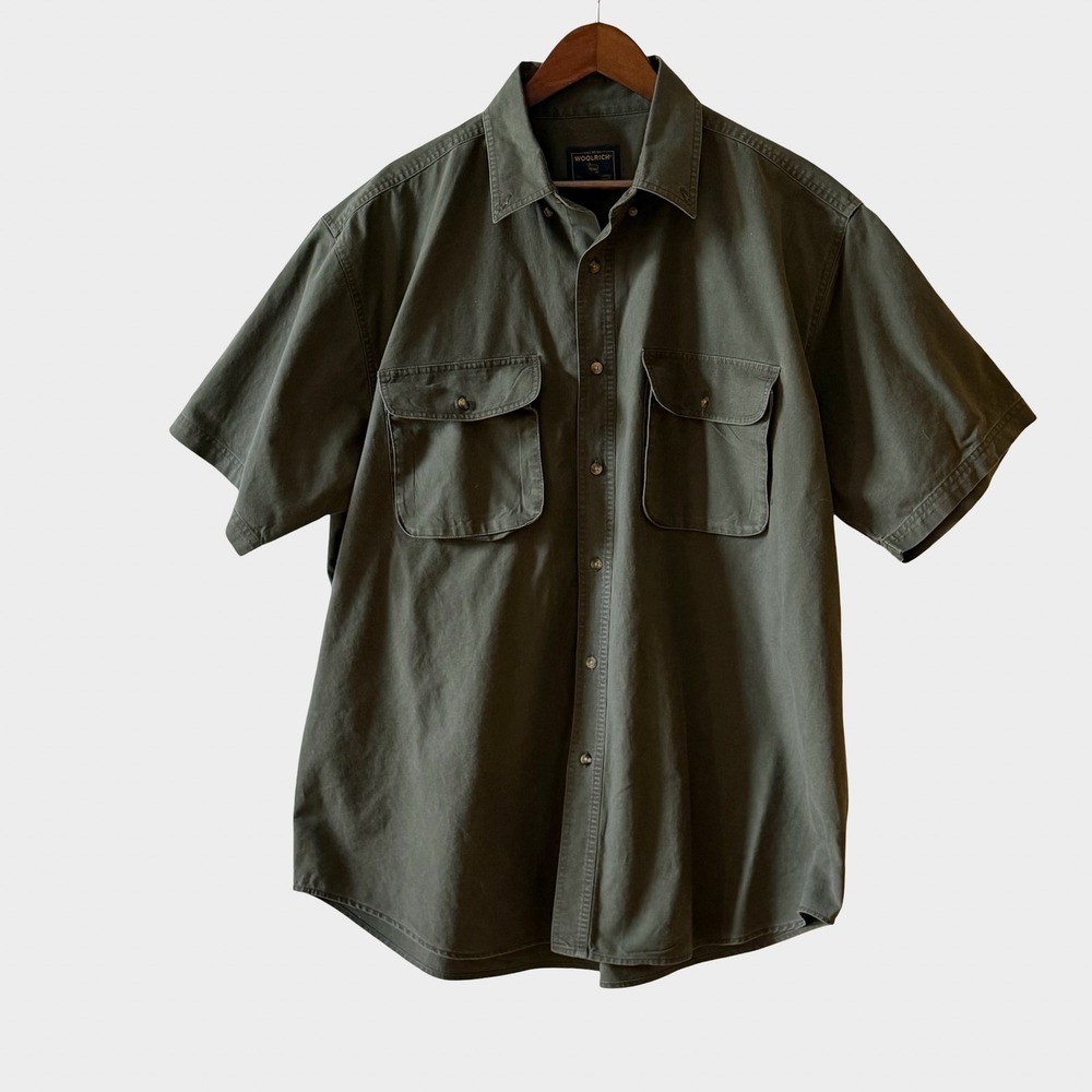 Woolrich Green Short Sleeve Button Down Utility Shirt XL Gorpcore Utility